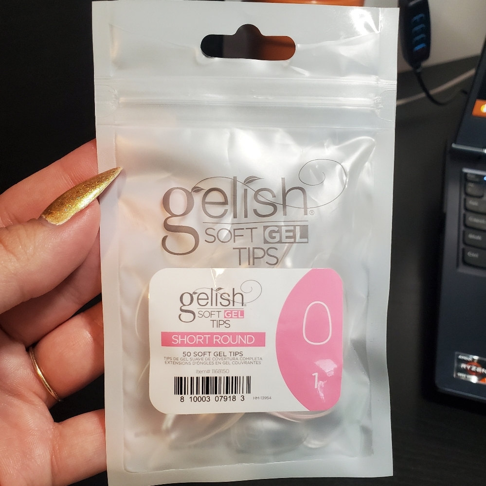 Gelish soft gel full coverage tips, short round, size 1, 50 ct